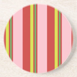 Stripes/Pink Red Yellow & Lime Green Coaster