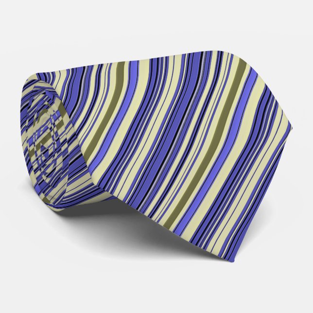 Stripes - Purple Blue Yellow Green Tie (Rolled)
