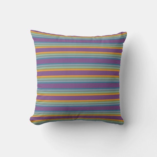 Stripes - Purple Blue Yellow Throw Pillow (Front)
