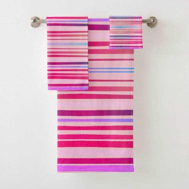 Stripes Raspberry, Pink, Purple, Lilac Towel (Insitu)