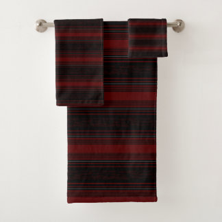 Stripes Red Black Bathroom Towel Set
