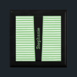 Stripes Sage Green Black White Custom Name Cute Gift Box<br><div class="desc">Designed with beautiful,  stylish and trendy sage green white stripe patterns with text template for custom name! Makes a great personalized home decor gift or party favour!</div>