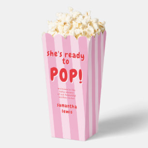 Stripes She's Ready to Pop Baby Shower Favor Box