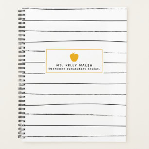 Stripes Sketchy Gold Apple enseignant planificateu