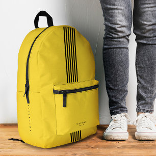 Stripes Sporty Stylish Yellow To School Printed Backpack