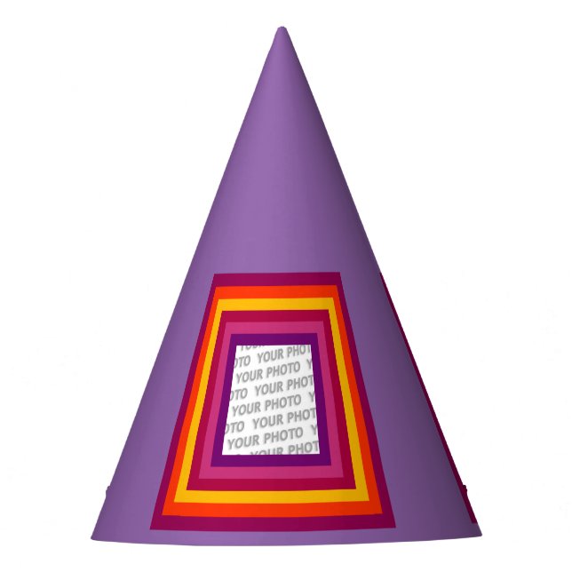 Stripes Square Frame coloured 01 + your idea Party Hat (Front)