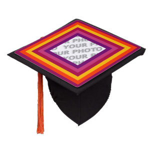 Stripes Square Frame coloured 01 + your photo Graduation Cap Topper