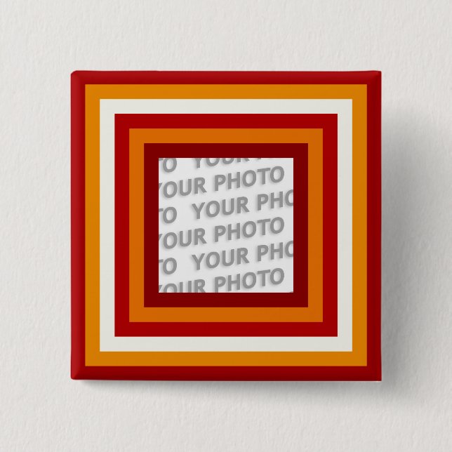 Stripes Square Frame coloured 06 + your photo 2 Inch Square Button (Front)