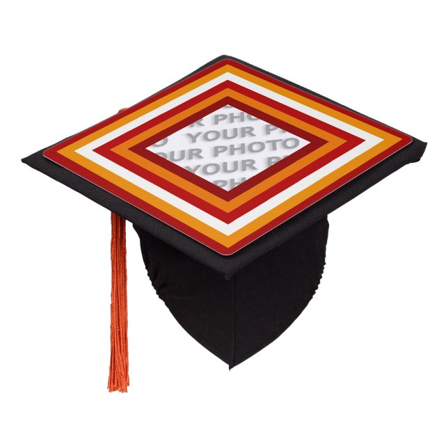 Stripes Square Frame coloured 06 + your photo Graduation Cap Topper (Angled)
