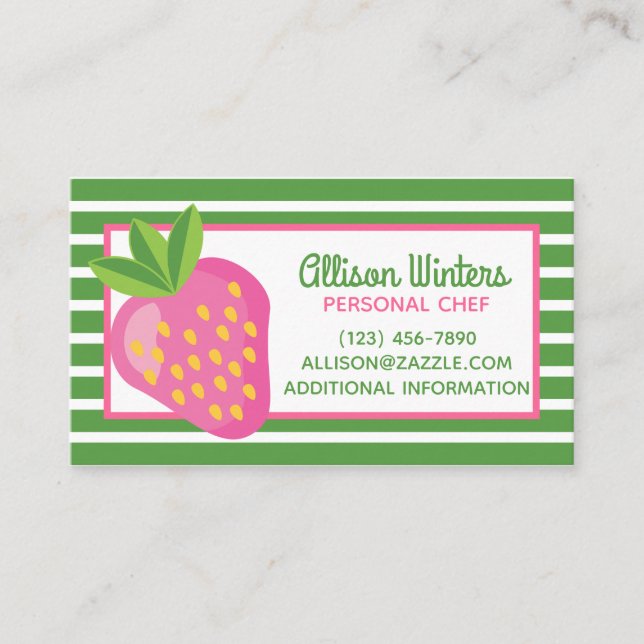 Stripes & Strawberries Business or Contact Cards (Front)