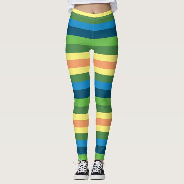 Stripes Summer Fashion Custom Leggings (Front)