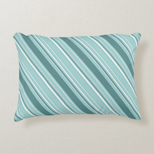 Stripes - Teal Green Blue Accent Pillow