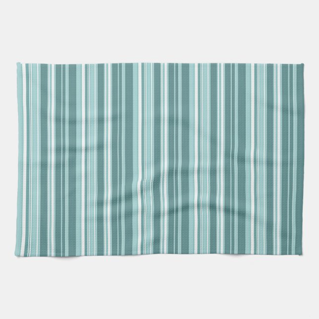 Stripes - Teal Green Blue Kitchen Towel (Horizontal)