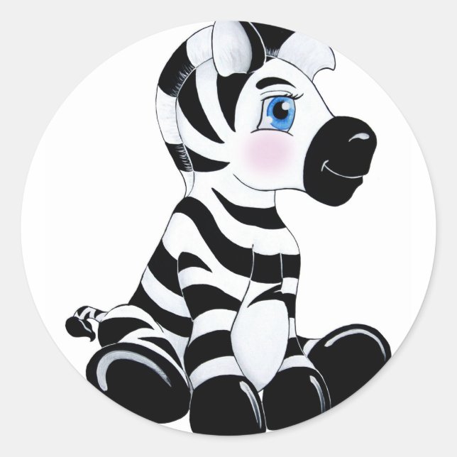 Stripes the Baby Zebra Classic Round Sticker (Front)