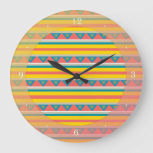 Stripes & triangles large clock