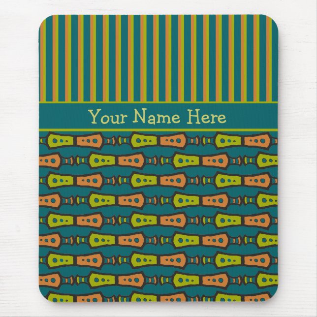 Stripes, Tribal Pattern, Teal: Mousepad (Front)