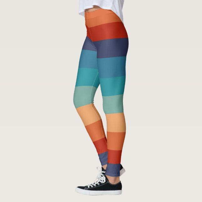Stripes Vintage Colour Old Style Colourful Geometr Leggings (Left)
