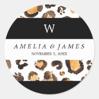 Stripes Watercolor Leopard Spots Wedding Monogram