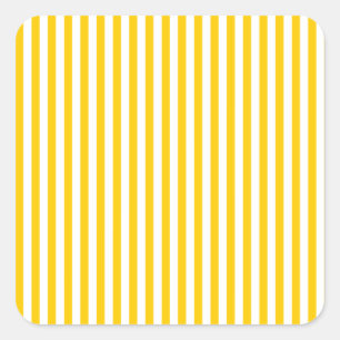 Stripes - White and Tangerine Yellow Square Sticker