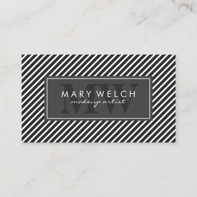 Stripes with Monogram (appointment card) Appointment Card (Front)