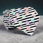 Stripes with Pastel Colorful Circles Necktie<br><div class="desc">This unique necktie features a vibrant design of stripes interwoven with eye-catching colorful circles. It's a stylish accessory that adds a pop of personality to any outfit,  perfect for making a statement at any occasion.</div>