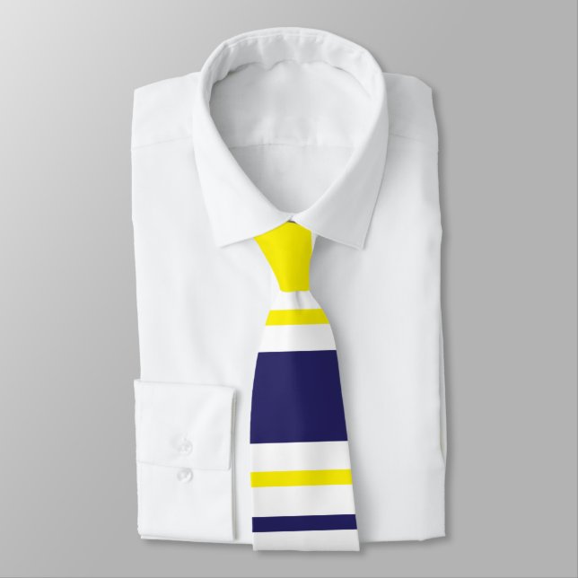 Stripes Yellow Blue Red Pattern Tie (Tied)