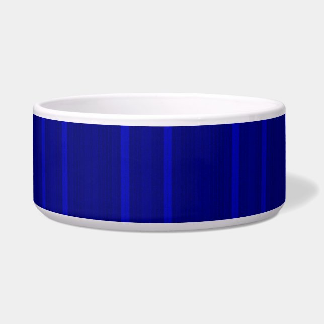 Stripey Blue Ceramic Pet Bowl (Front)