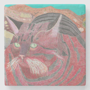 Stripey Cat At Joshua Tree Coaster