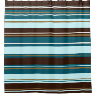 Stripey Design Brown Teals Cream & Gold