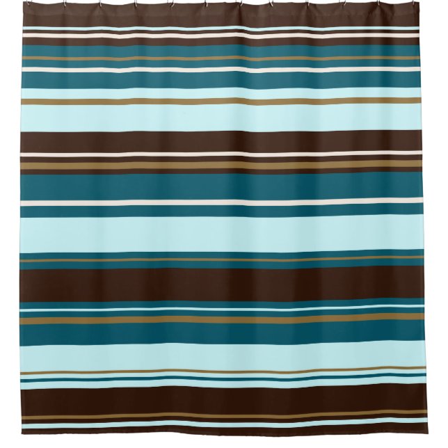 Stripey Design Brown Teals Cream & Gold (Front)