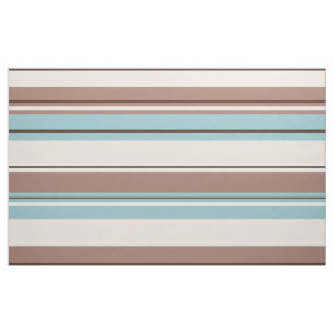 Stripey Design Browns Blue Cream & White Fabric