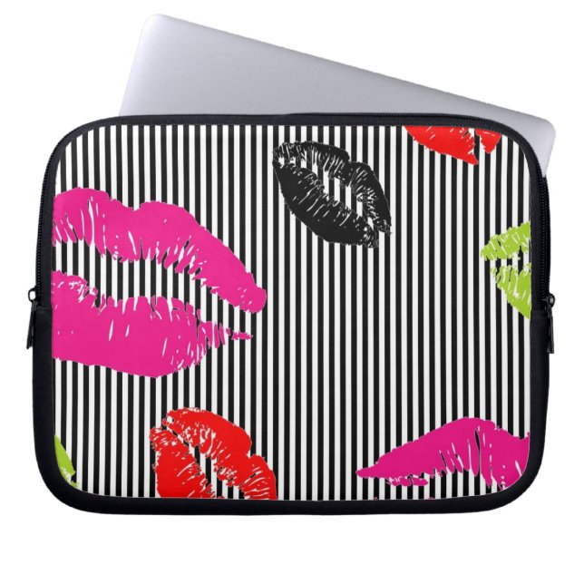 Stripey Lips Laptop Sleeves (Front)
