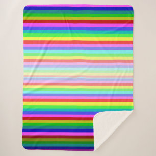 Stripey Multicolored Sherpa Blanket 60"x 80"