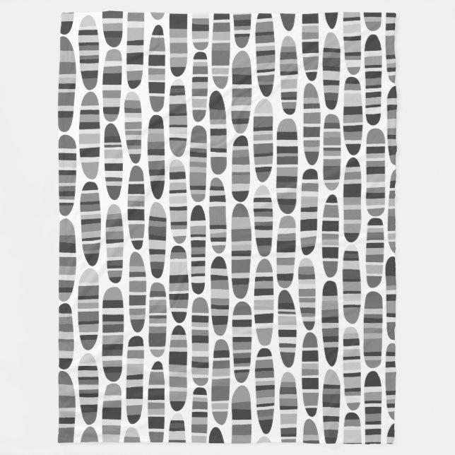 Stripey Strokes 120123 - Black and White Fleece Blanket (Front)