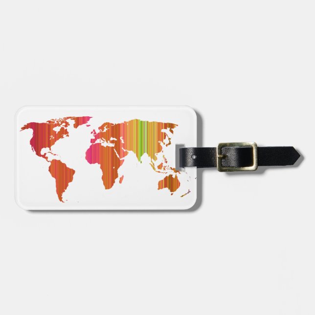 Stripey World Luggage Tag (Front Horizontal)
