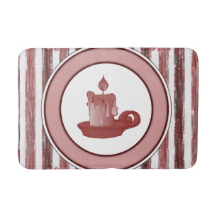 stripped bathroom bathmat candle