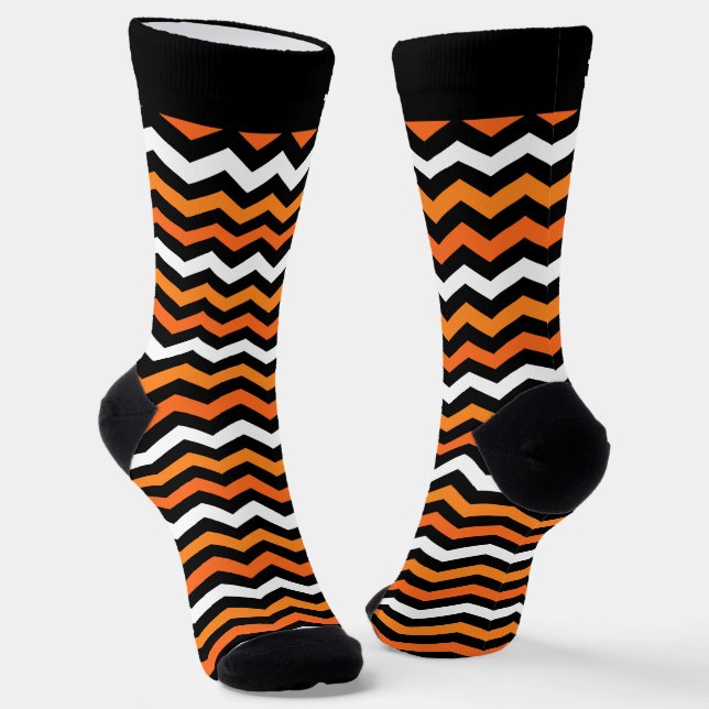 Stripped Orange and Black Halloween Socks (Angled)