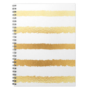 Stripped shiny golden metallic pattern notebook