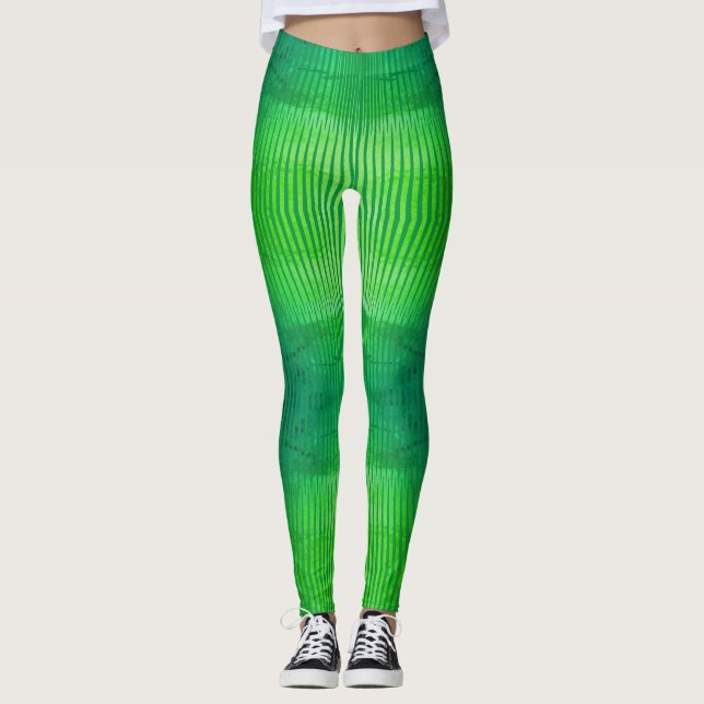 Stripple collection - fluorescent green tights (Front)