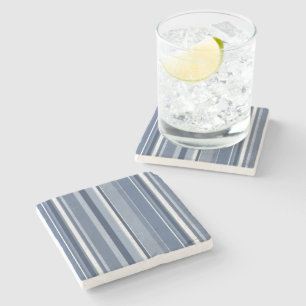 Strips of Blue and white Stone Coaster