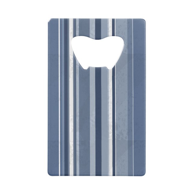 Strips of Blue and white Wallet Bottle Opener (Front)