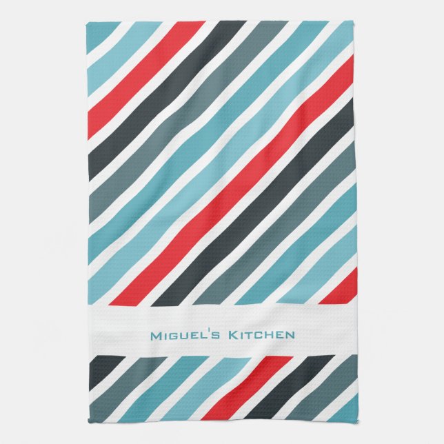 Stripy Background Personalized Kitchen Towels (Vertical)