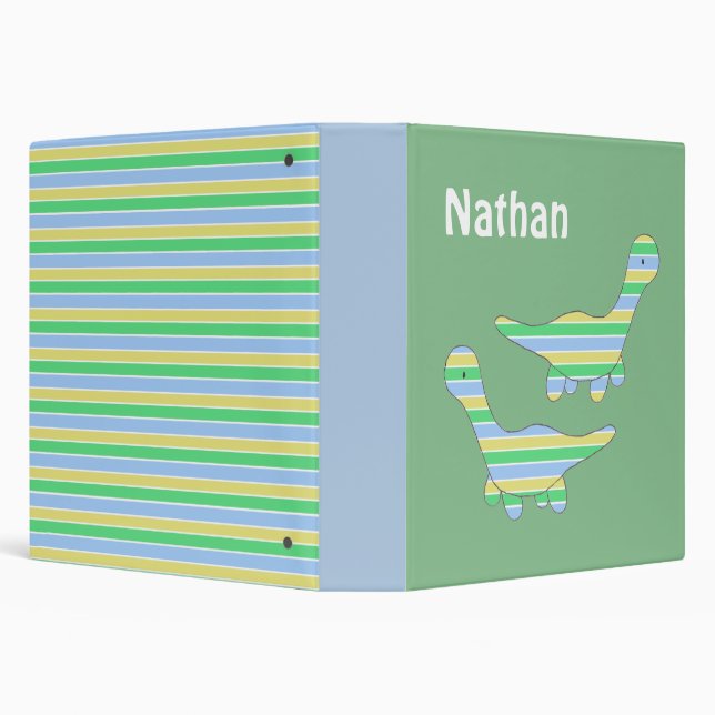 Stripy Dinosaur Green Personalised Binder (Background)