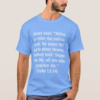 Strive to enter (white text on blue shirt) T-Shirt