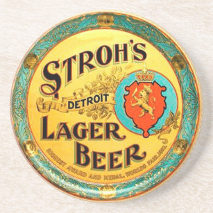 Strohs Beer Detroit MI Sandstone Coaster
