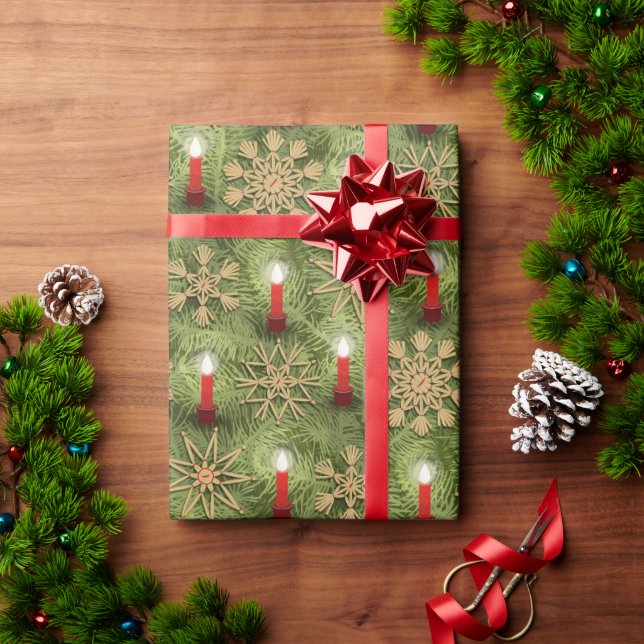Strohsterne and Candles Wrapping Paper (Holiday Gift)