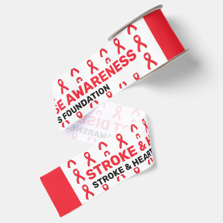 Stroke and Heart Disease Awareness Pattern Ribbon Grosgrain Ribbon