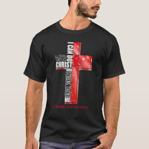 Stroke Awareness Christian Cross Ribbon T-Shirt