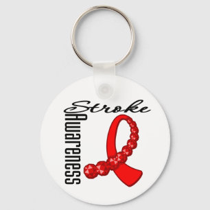 Stroke Awareness Gemstone Ribbon Keychain