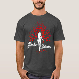 Stroke Awareness Gift Survivor Warrior Red Ribbon T-Shirt